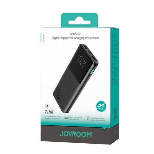 Joyroom JR-QP191 10000mAh Power Bank – 22.5W Fast Charging | PD & QC3.0 | Ultra-Slim & High-Speed (Black)