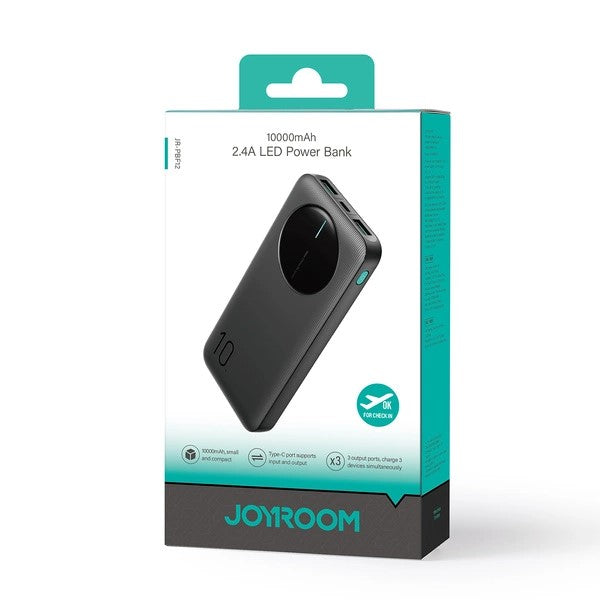 Joyroom JR-PBF12 10000mAh Power Bank – Dual USB Fast Charging | USB-C | Compact & Travel-Ready (Black)