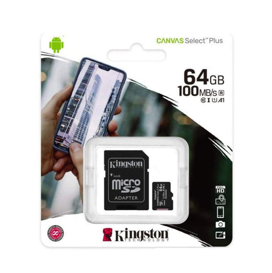 Kingston Canvas 64GB microSD Flash Memory Card Flash Memory Card with Adapter